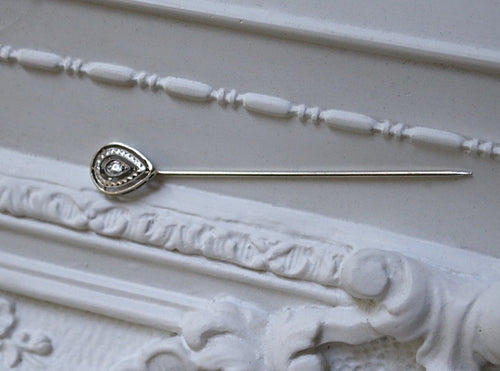 Vintage 14kt White Gold & Diamond Stickpin