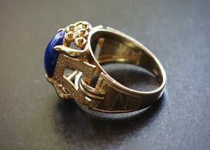 Vintage 18k Gold and Lapis Lazuli Ring - Fine Jewelry