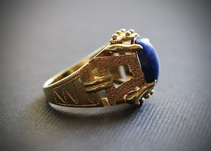 Vintage 18k Gold and Lapis Lazuli Ring - Fine Jewelry