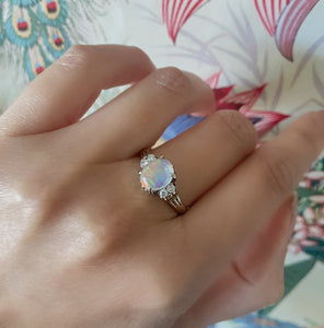 Crystal Opal and 14k Gold Vintage Ring